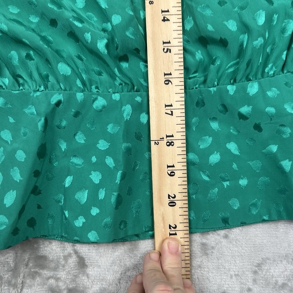 Vtg Adrianna Papell  Silk Blouse Women's 12  peplum style green see measurements - Picture 11 of 12